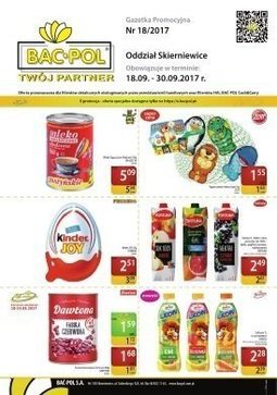 Gazetka promocyjna Bać-Pol, ważna od 18.09.2017 do 30.09.2017.